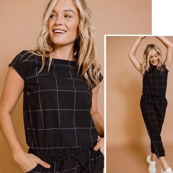 Albion Pants - Albion Navy Checkered Jumpsuit